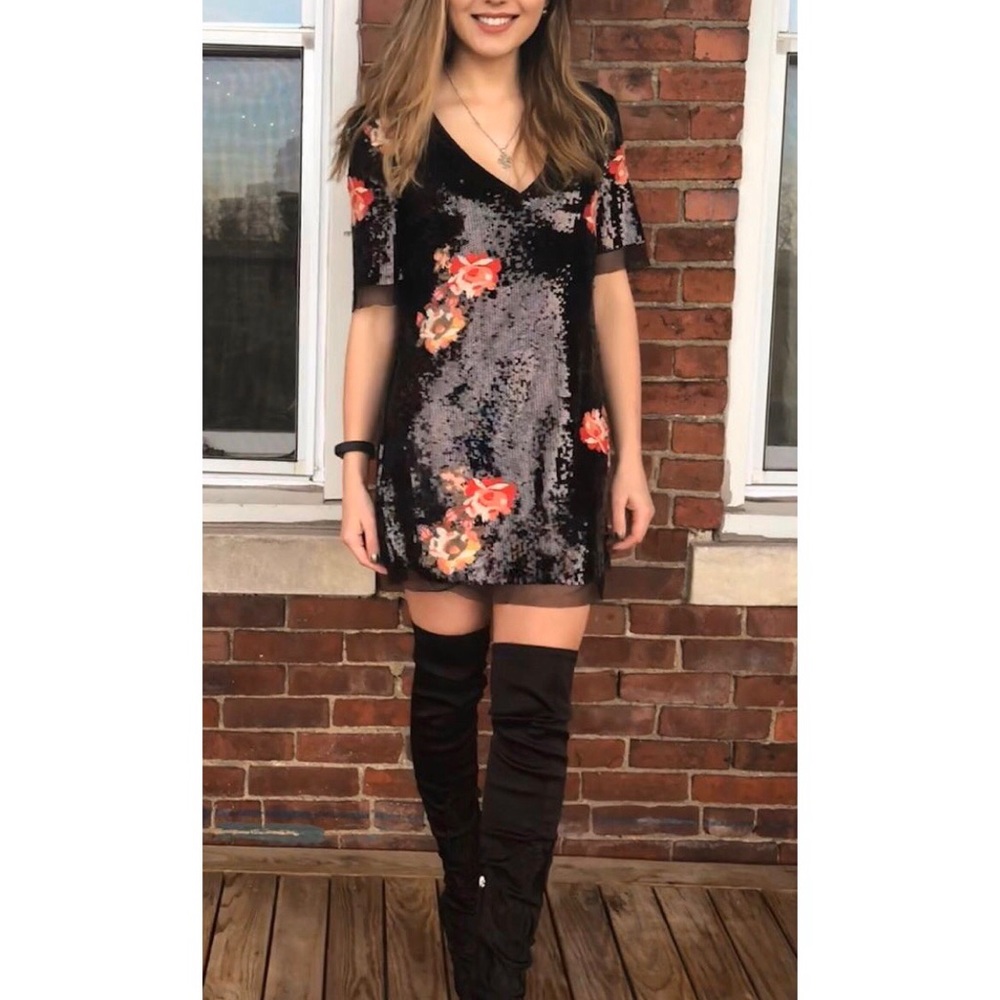 Zara Black Sequin Mini Dress XS